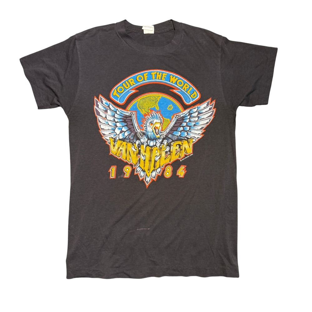 Vintage 1984‎ Van Halen Tour of the World T-Shirt Black Concert S/M